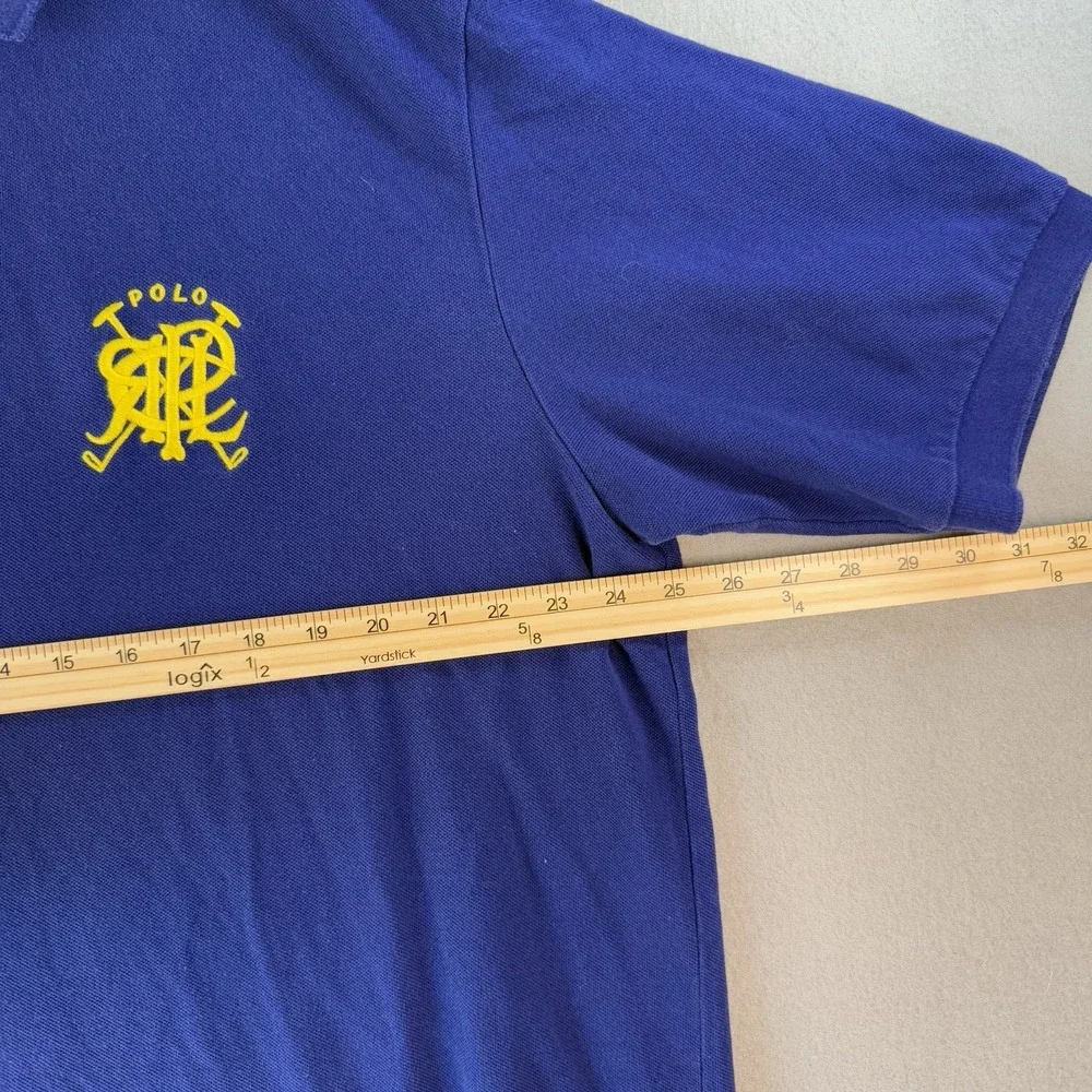 Polo Ralph Lauren Size 2XLT Blue Mens Polo Shirt Monogram Crest Vintage Y2K/90s